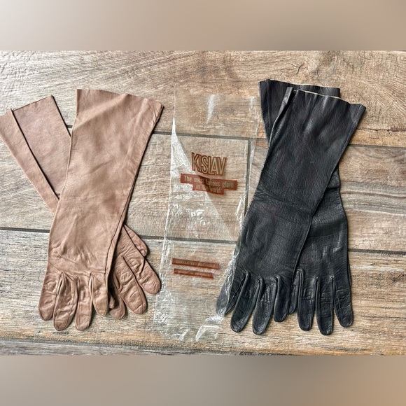 Kislav Accessories - Vintage Ladies Brown KISLAV Kid Leather Gloves - Size Small - 1950s -